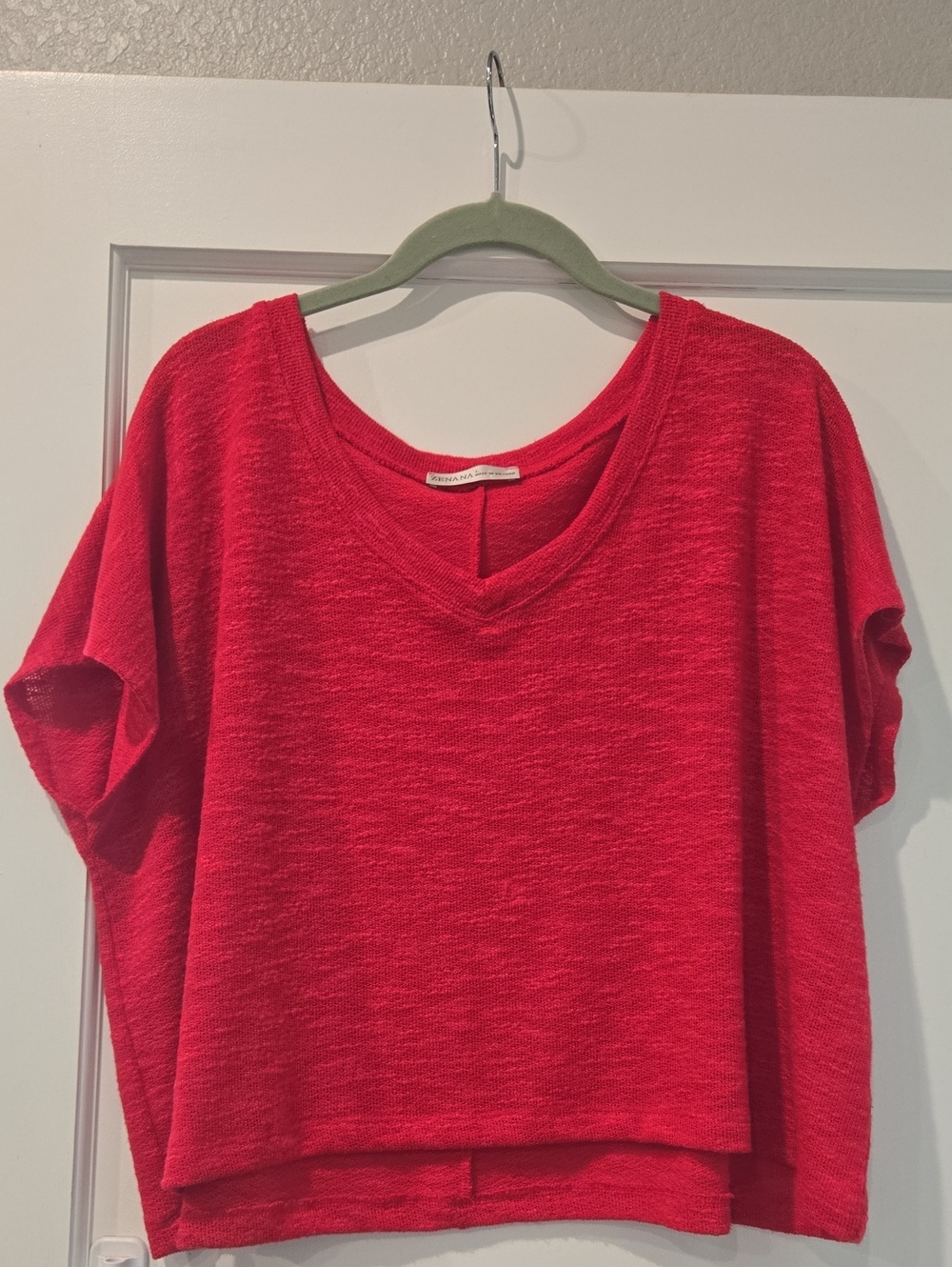 Zenana Outfitters Red V-Neck Lightweight Top
